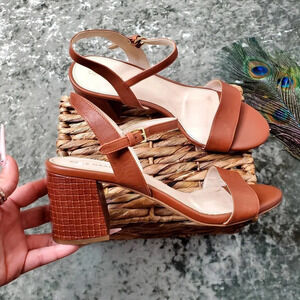 Cole Haan Josie Brown Black Heel Sandal